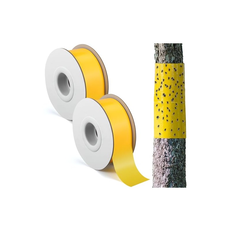 2 Rolls Double-Sided Yellow Sticky Tree Tape 2 Inch Wide