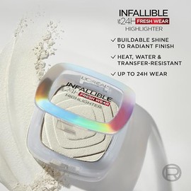 L'Oreal Paris Infallible - Resaltador de hasta 24 horas, resaltador de polvo de larga duración para brillo durante todo el día, dorado helado, 0.31 on