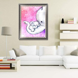 5D Diamond Painting Diamond Painting Pictures, Wowdecor White Elephant Baby Animals Full Set Large DIY Diamond Painting by Numbers