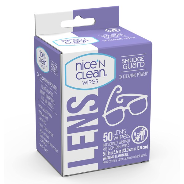 Nice N Clean 50 Lens Wipes Pre-Moistened Non-Scratching Non-Streaking Anti-Fog
