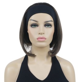 Lydell 11" Short Straight Bob Headband Wigs 3/4 Wig Synthetic Hair Wigs(Light Chestnut Brown)