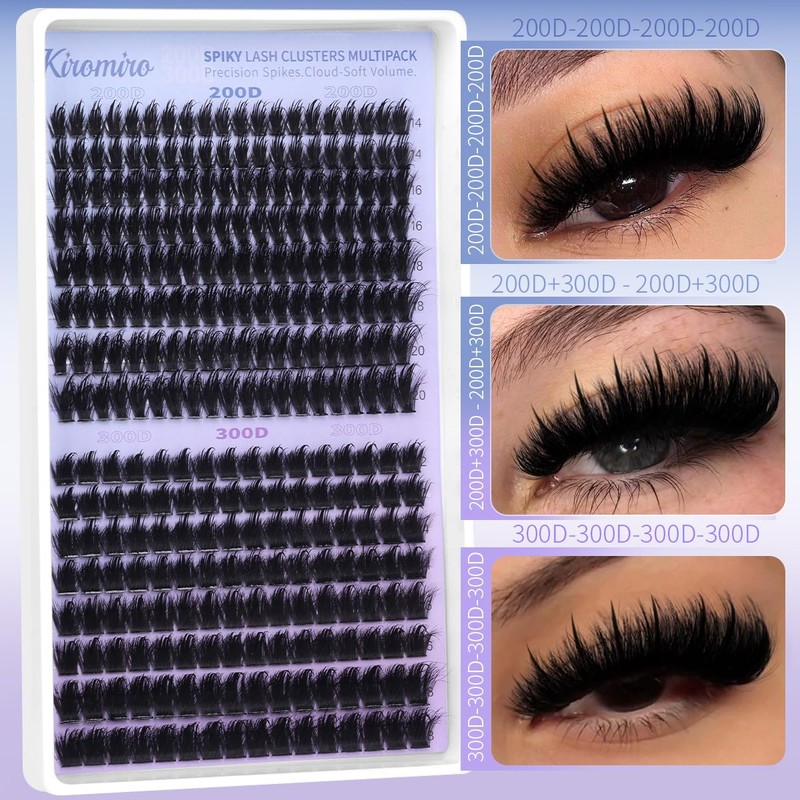 Lash Clusters Kit Volume Individual Lashes Extension Kit 200D+300D Spiky