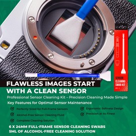 REFLEX CAMERA Professional Sensor Cleaning Kit, Alcohol-Free Solution – Safe, Residue-Free for Sony, Canon, Nikon DSLR and Mirrorless Cameras (APS-C 6Pk)