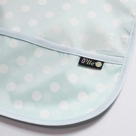 Plie 2 Pack Waterproof Baby Bibs with Food Catcher – Soft Feeding Bibs Set for Toddlers and Infants, BPA-Free, Easy to Clean, Adjustable Velcro Neck (6–24 Months) - Baby Blue/Dot