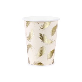 Paper Cups Disposable Feathers Set of 6 260 ml Drinking Cups Cardboard Birthday Party Wedding Cups Drinking Cups Made of Paper - Lovely Swan
