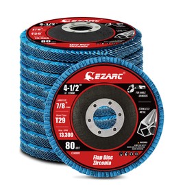 EZARC Serrated Disc Diameter 115 mm x 22 mm, Pack of 10 80 Grit Professional Sanding Discs for Metal or Wood for Angle Grinders