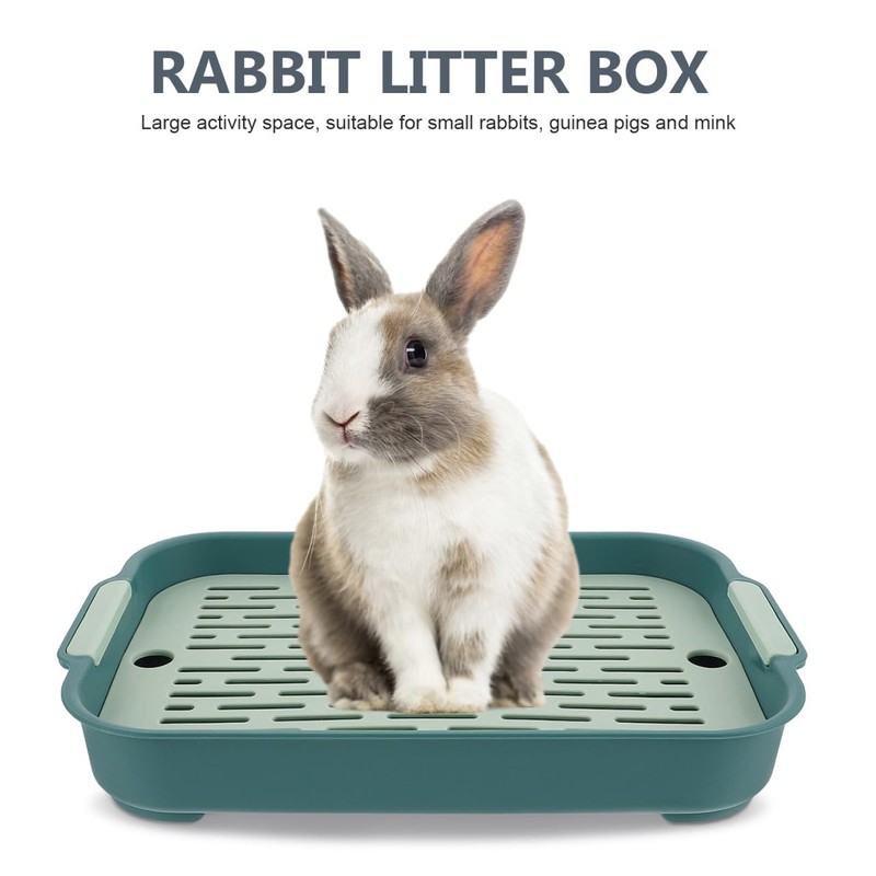 POPETPOP Bunny Litter Box Rabbit Toilet Tray Rectangular Pet Potty
