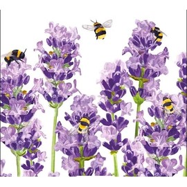 Set of 2 Individual Decoupage Paper Party Napkins LAVENDER BEES FLOWERS Watercolor Decor LUNCHEON Napkin for a Birthday, holiday, Wedding, Cocktail Party