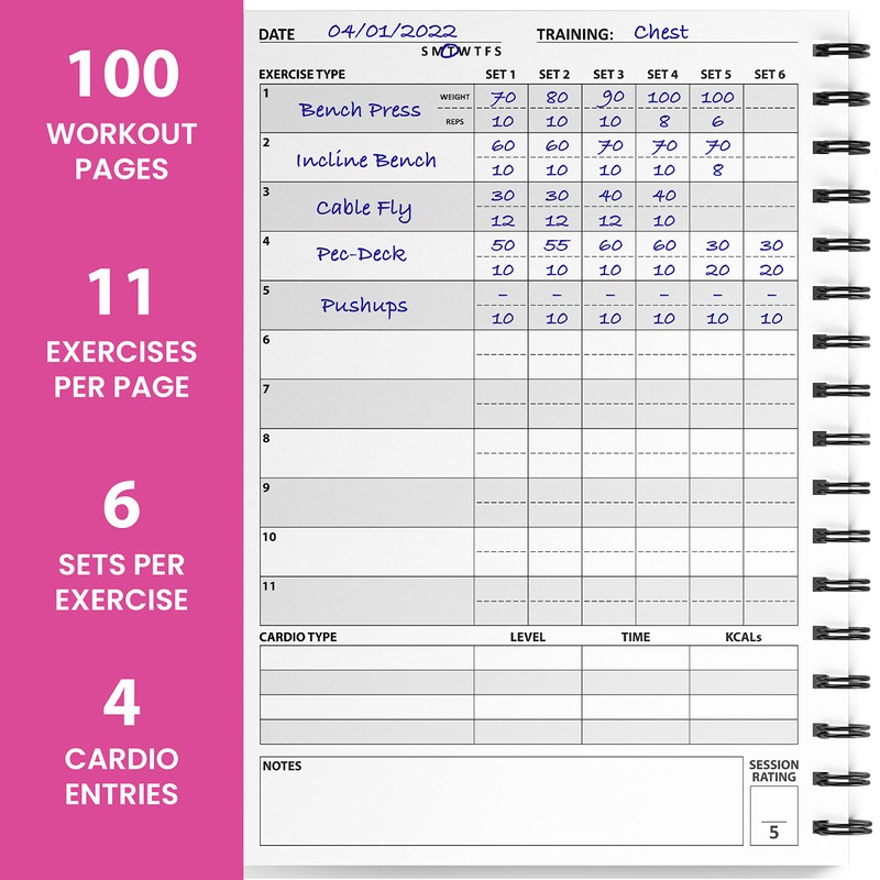 Ultimate Gym Workout Log Book, XL A5 Exercise, Fitness and