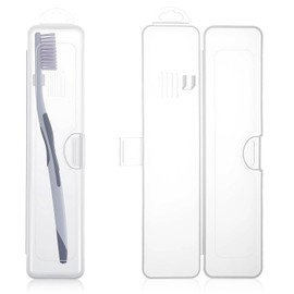 2 Pack Transparent Plastic Travel Toothbrush Case Holder Portable Clear Travel Size Toothbrush and Toothpaste Storage Container Hard Plastic Transparent Carrying Box with Hook for Traveling