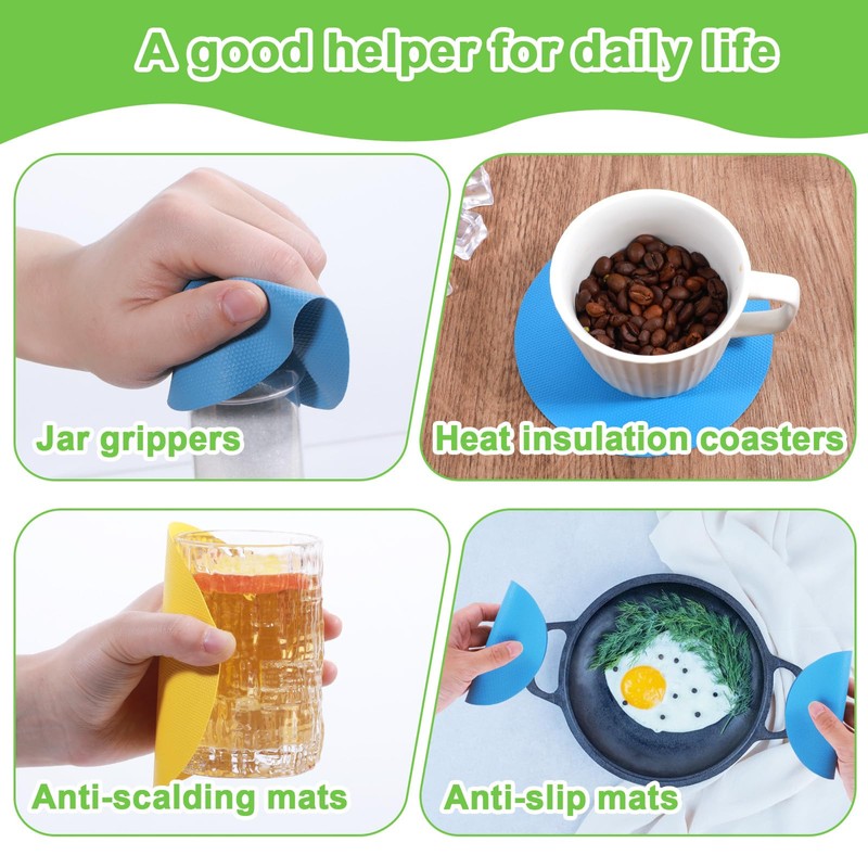 Grevosea 4Pcs Rubber Jar Opener Grippers, Jar Opener Gripper Pad