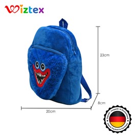wiztex Blue Huggy Backi Children's Backpack, Kita Bag, Hacki Backi Poppy Playtime Horror Plush Backpack Plush Bag for Travel Best Children's Gift, Hacki Back Blue