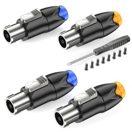 GCTBL 4 Pack Speakon Plug 4-Pin Audio Speaker Cable Connector Adapter Compatible with Speakon NL4FC, NL4FX, NLT4X, NL2FC