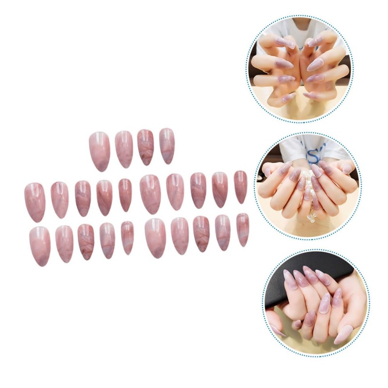 Healeved Chic Marble Nail Art Accessories 24pcs Full Cover Fake