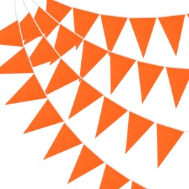 PATIKIL 60pcs Pennant Banner Flags 100ft String Hanging Triangle Flags DIY Flags Grand Opening for Wedding Birthday Party Decoration Orange
