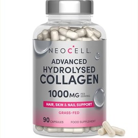 Collagen Supplement with Hyaluronic Acid, Vitamin C, Biotin & More! | Grass-Fed Hydrolysed Bovine Collagen Peptides for Women & Men | Type I & III | 90 High Strength Capsules | NeoCell