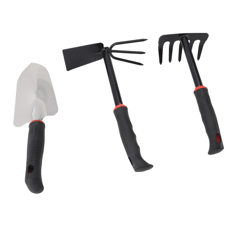 3PCS Garden Tool Set Iron Stainless Steel Five Teeth Rake