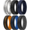 ThunderFit Silicone Wedding Rings for Men, Breathable Brushed Top Middle