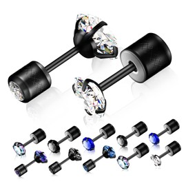 Healeved 8 Pairs Stainless Steel Rhinestone Earrings for Women Men Cool Style Durable Hypoallergenic Ear Studs Versatile Jewelry for Any Occasion