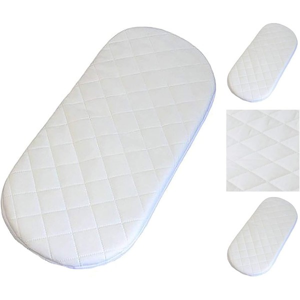 Bluemoon Bedding Microfibre Hypoallergenic Pram Mattress 70 x 30 cm Thick,Quilted Baby Fully Breathable Value Oval Mattresses Will Fit Mamas & Papas and Mothercare Moses Baskets