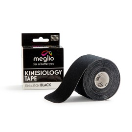 Meglio Meglio Kinesiology Tape - Uncut 5m Roll Sports Tape Strapping for Injuries, Support Muscle Tape, K Tape, Physio Tape, Trans Tape, Athletic Tape, Breathable & Waterproof | (Black)