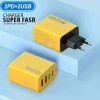 Cargador Rápido 120w Usb-c Pd, Cargador De Pared Dorado
