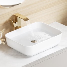 Bathroom Vessel Sink, Eridanus 20" x 15" White Vessel Sink Rectangular Bathroom Sink Porcelain Ceramic Vessel Sinks for Bathroom Vanity Sink Above Counter Basin