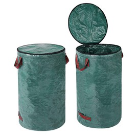 Garden Bag Set with Lid, 2 Pieces, 120 L, Garden Waste Bag, Garden Bags for Green Waste, Foldable with Handles, Reusable, Leaf Bag, Self-Standing Made of Robust Polypropylene Fabric