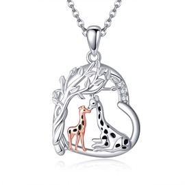 JERWLI 925 Sterling Silver Animal Pendant Necklace, Cute Animal Jewelry Gift for Women and Girls, Sterling silver, No gemstone