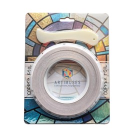 ARTIMUSES 1/4 Inch Silver Backed Copper Foil Tape for Stained Glass,36 Yards (2Rolls)