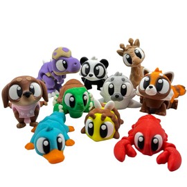 3D Printed Animal Figurines – Set of 10 Colorful Flexible Mini Collectibles for Desk Display, Shelf Decor, Unique Hand-Assembled Gifts for Teens & Adults