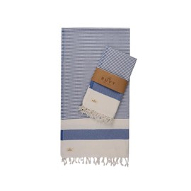 Ruvy Home Basics 2 Pack Turkish Beach Towels – Oversized Quick-Dry Bath Towels (40 x 72 Inches) – 100% Cotton Large Towels for Pool, Yoga, Travel, Camping Essentials, and Bathroom Decor - Navy