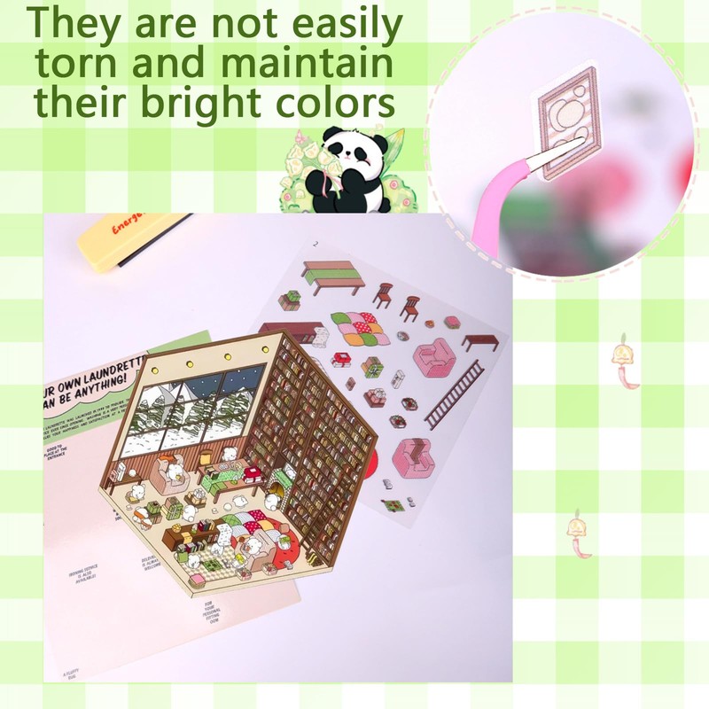 PACIOCEAN 8 Sets 3D Sticker Scene，Cute Cartoon Scenery Stickers，Make Your