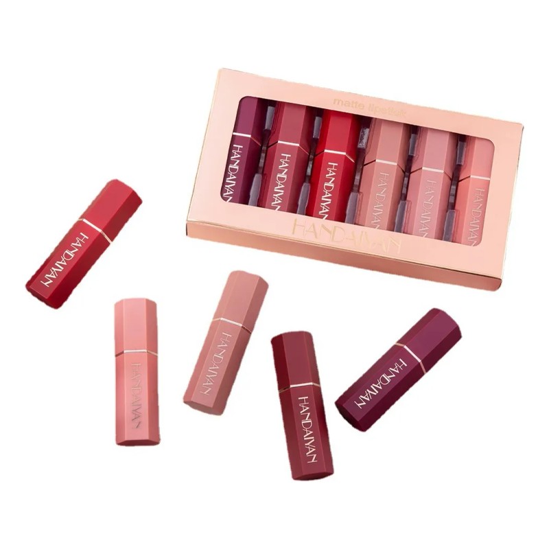6 Colores De Lápiz Labial Mate De Terciopelo Líquido Mix