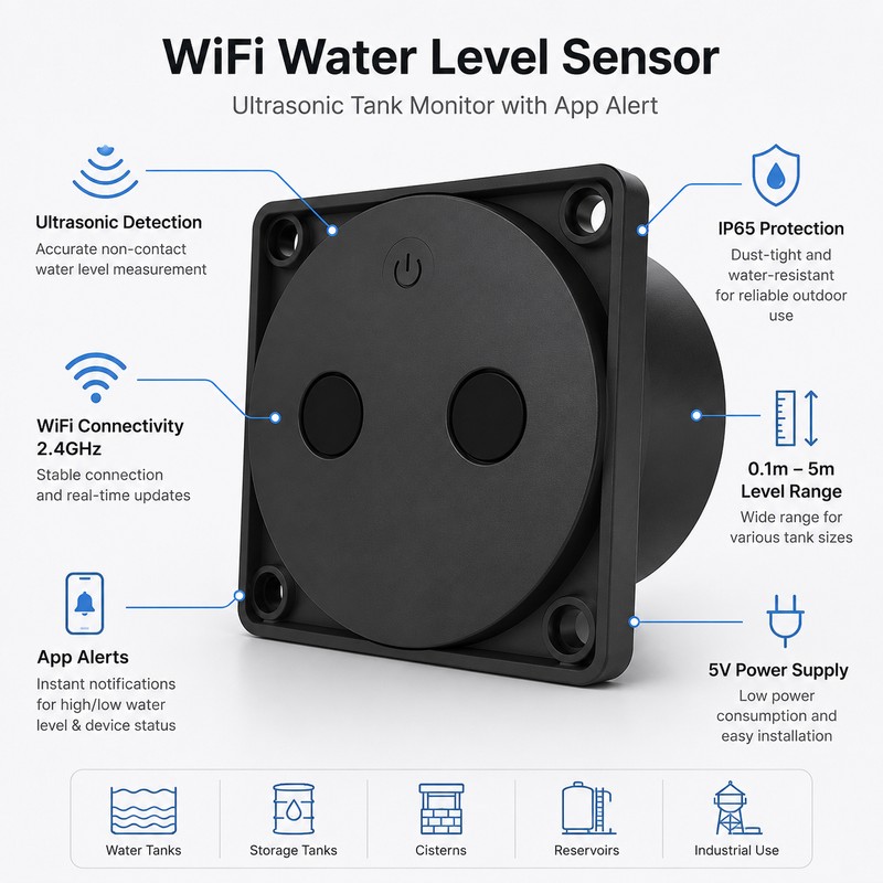 WiFi Ultrasonic Water Level Sensor for Tanks – Tuya Smart
