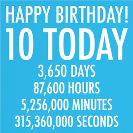 Hunts England - Large Funny 10th Birthday Card - Blue - Happy Birthday - 10 Today - Numbers Collection - For Brother, Son, Friend, Cousin, etc. - Large - 210 x 210 mm - Age 10