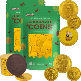 Fruidles St. Patrick's Pirate Design Belgian Milk Chocolate Coins, Kosher Certified Dairy, Non GMO (200 Coins)