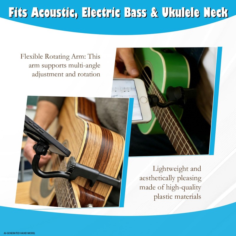 Guitar Phone Holder, Magnetic Guitar Phone Mount with 360° Rotation,