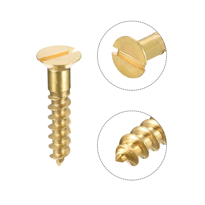 sourcing map Wood Screws M5 x 25mm Slotted Flat Head