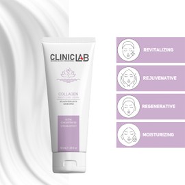 ClinicLab Collagen Cream for Face with Hyaluronic Acid & Vitamin E - Neck Face Moisturizer for Women & Men - Hydrating Daily Skin Care (1.69fl oz)