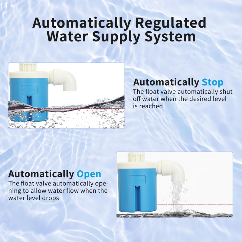 3/4" Top Inlet Float Valve, Compact Plastic Automatic Water Shut