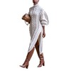 JEKYUARA Women's Cable Knit Sweater Midi Dress Turtleneck Long Sleeve