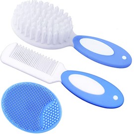 Baby Hair Brush, Cradle Cap Brush, Baby Hair Comb, Baby Hair Brush and Comb Set for Newborns & Toddlers, Baby Brush Soft Bristles, Ideal for Cradle Cap, Perfect Baby Registry Gift (Blue)