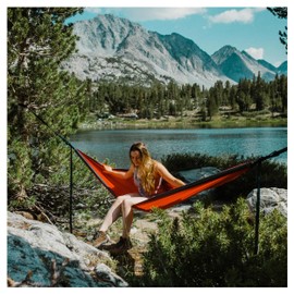Evergreen Lightweight Outdoor Portable Camping Hammock - Single & Double with Tree Straps for Backpacking, Camping, Travel, Hiking (Single, Red)