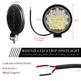 Gasedin 4.5 Inch Led Round Light Bar 2 Pack, 48W 2000LM Led Flood Light, Waterproof Work Truck Lights, Round LED Pod Off Road Fog Driving Roof Bar Bumper for SUV Truck Tractor