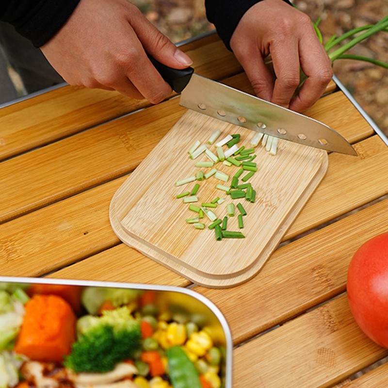 Stainless Steel Bento Lunch Box Metal Containers Wood Lid with