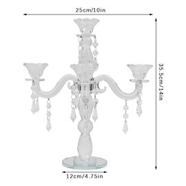 5 Arm Crystal Candle Holder Modern Clear Candlestick Holders Vintage Candelabra Centerpieces for Tables Candle Centerpieces for Home Wedding Centerpieces Dinner Party Formal Event Table Decoration