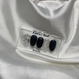 Star Black Syrup Nail Handmade Nail Tips - Ballerina / 별 블랙 시럽네일 수제네일팁 - 발레리나