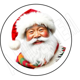 Asian Santa 30 Christmas Pan Asian Santa Claus ENVELOPE SEALS LABELS 1.5" ROUND