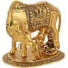 CRAFTVILLA Kamdhenu Cow with Calf & Krishna Gold Colour,Brass,Home Decorative